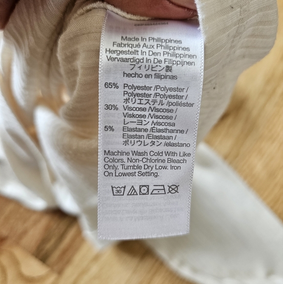 Madewell Size S Cropped Ribbed Turtleneck Off White Long Sleeve Layering Basic - Picture 4 of 5